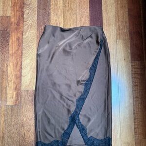 Joie | Elegant brown and black lace trim skirt size 10